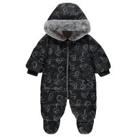 GX539: Black Dinosaur Padded Snowsuit (0-18 Months)